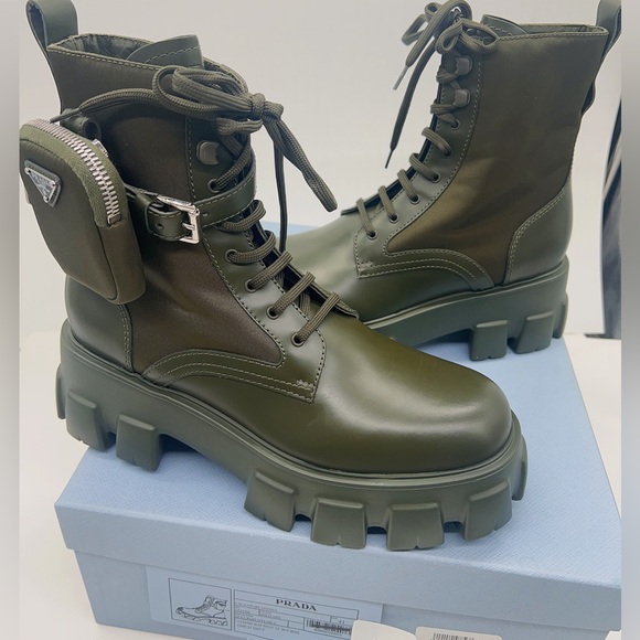 Prada Monolith leather and Re-Nylon boots
